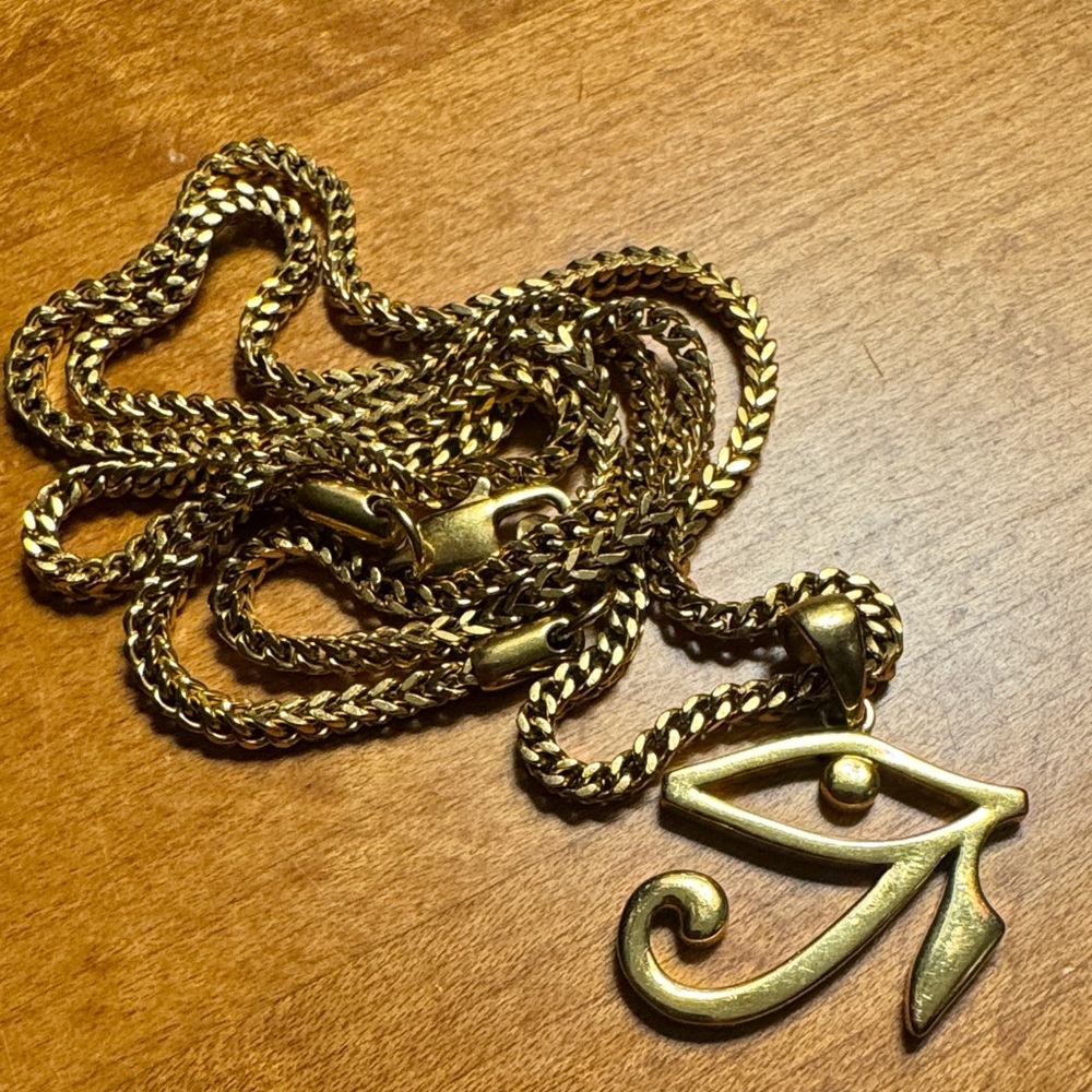 18k Gold Eye of Horus Pendant Necklace by GoldGods